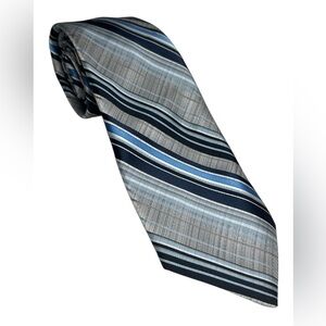 Vintage 70's DAMON  4" Wide Tie Blue and Silver Striped